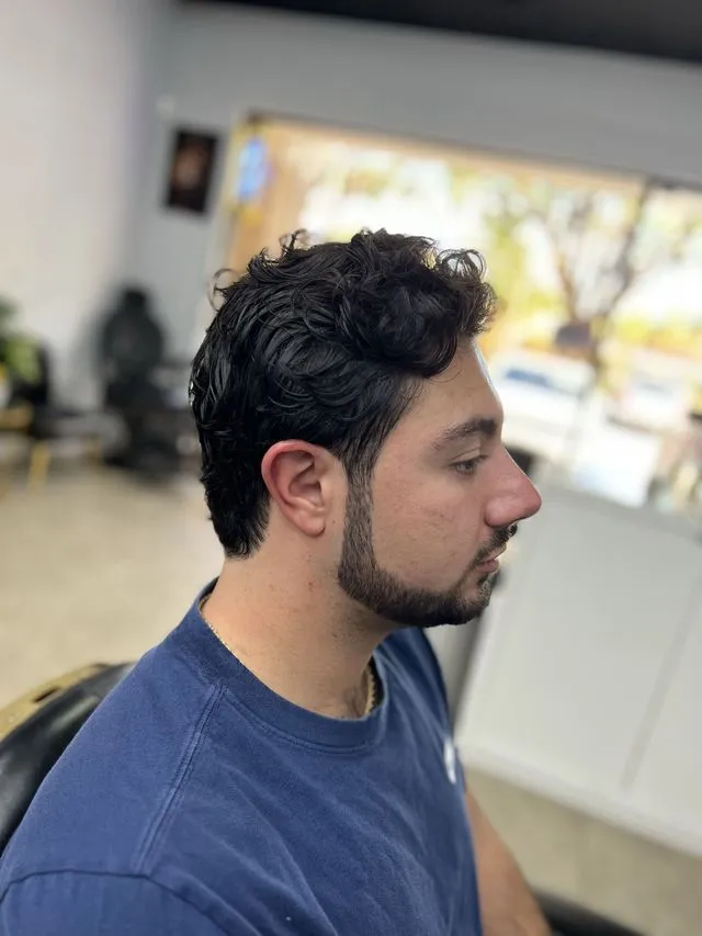 Sharp beard line shaping and clean taper by Who's Next Boca Raton