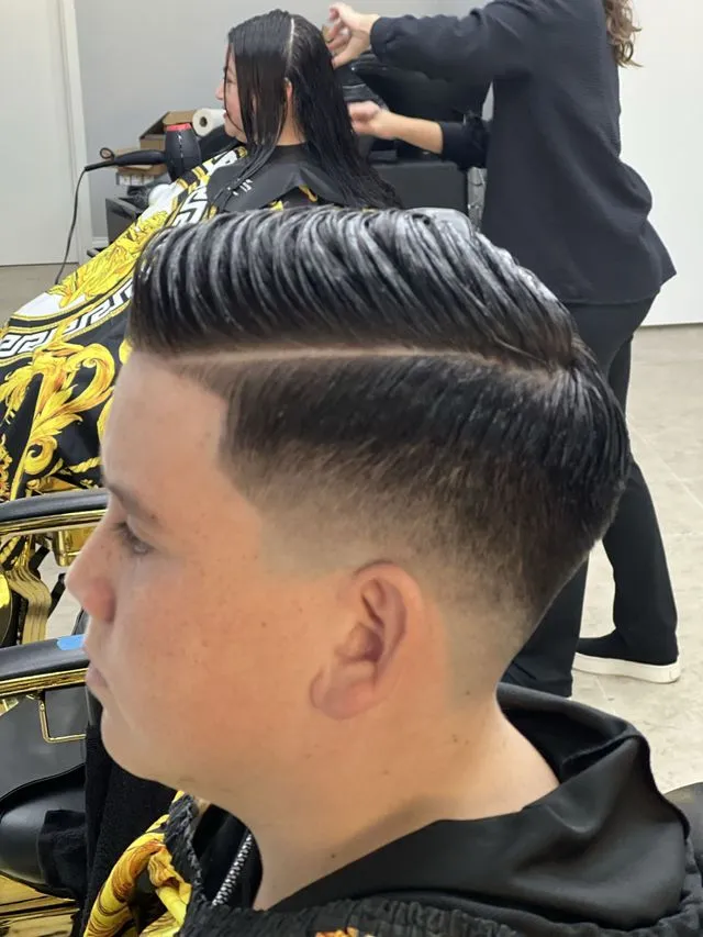 Classic side part fade haircut in Boca Raton FL